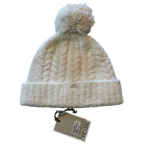 Barefoot Dreams Cozychic Cable Pom Pom Beanie in Cream NWT! main image 5